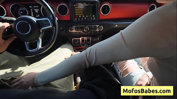 Horny slutty blonde sucking dick while her friend is driving – Chloe Rose, Charles Dera