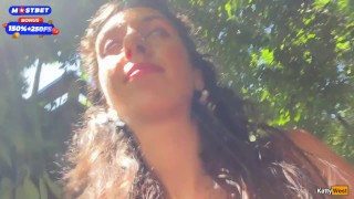 Crazy CUMWALK on Public Waterfall Full of People Blowjob in Public Toilet