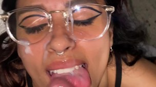 Cum en los Lentes de esta 4 Ojos